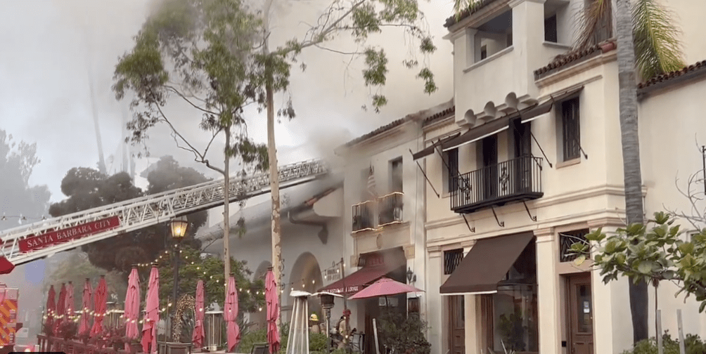 Smoke coming from Chase Restaurant in the 1000 block of State Street on October 13, 2024 (Photo: Santa Barbara Fire Department)